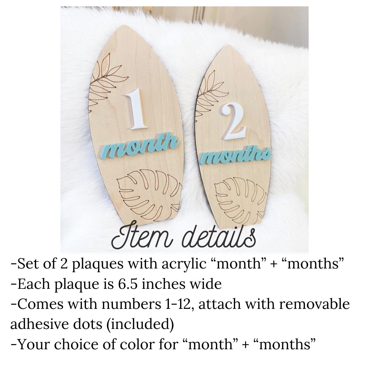 Surfboard Baby Monthly Milestone Plaque: First Year Photo Prop - Etsy
