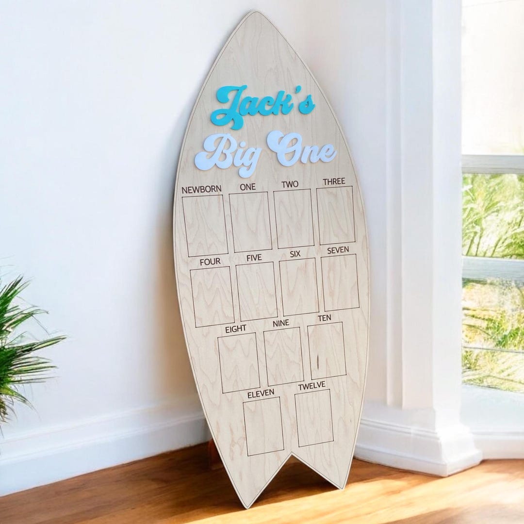Surfboard First Birthday Milestone Board: Ocean Theme Party Decor ...
