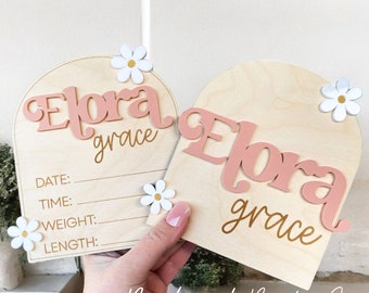 Daisy Baby Name Sign, Baby Name Announcement, Birth Stats Sign, Milestone Marker Sign, Newborn Photo Prop, Hospital Birth Photo Prop