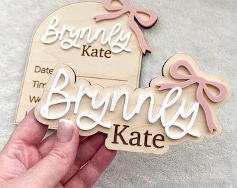 Baby Girl Bow Name Sign: Newborn Photo Prop, Hospital Announcement