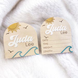 Ocean Theme Baby Name Sign: Acrylic Lettering, Birth Stats
