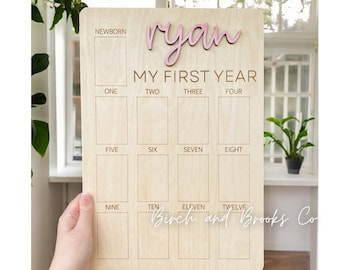 My First Year Board Monthly Photos One Year Of Milestone Photo Board One Year  Of Birthday 1st Birthday Decor 1st Year Baby Shower Decor