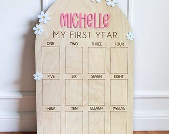 Daisy First Birthday Photo Board: Personalized Milestone Decor