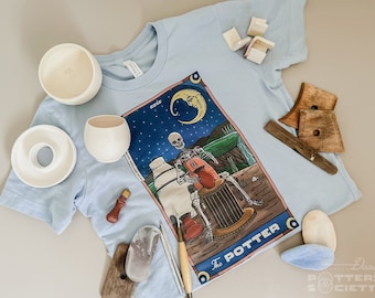 The Potter Tarot  - Unisex T Shirt, Potter Tarot Card Shirt, Skeleton Tarot Card Tee, Pottery Tee, Pottery Shirt, Ceramic Artist Gifts