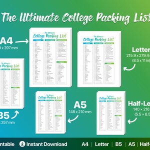 Printable College Packing List, College Planner, Back to School ...