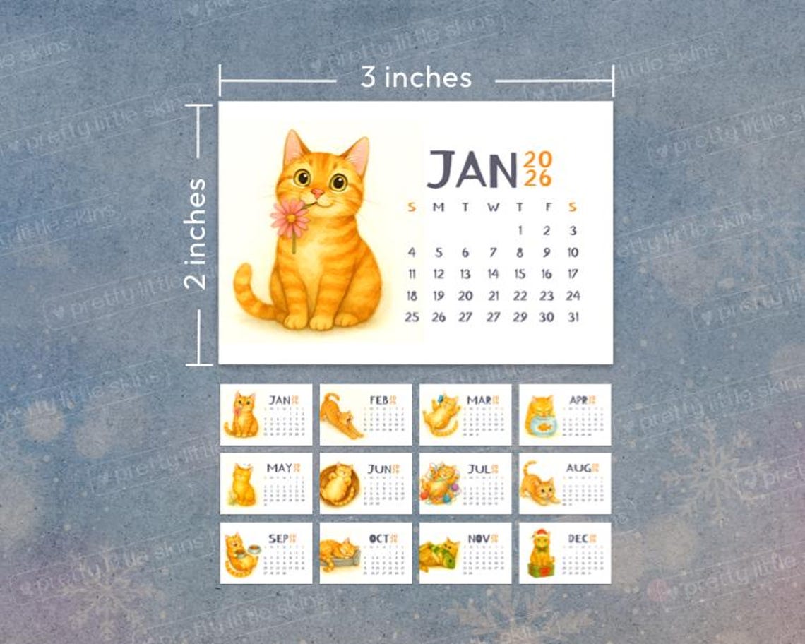 2026 Mini Calendar Printable: 3x2 Pocket Size, Minimalist Design (PDF