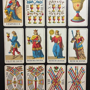 Lot of 12 Vintage Swiss Deck Tarot Cards Published by A.G. Müller circa 1960&#39;s