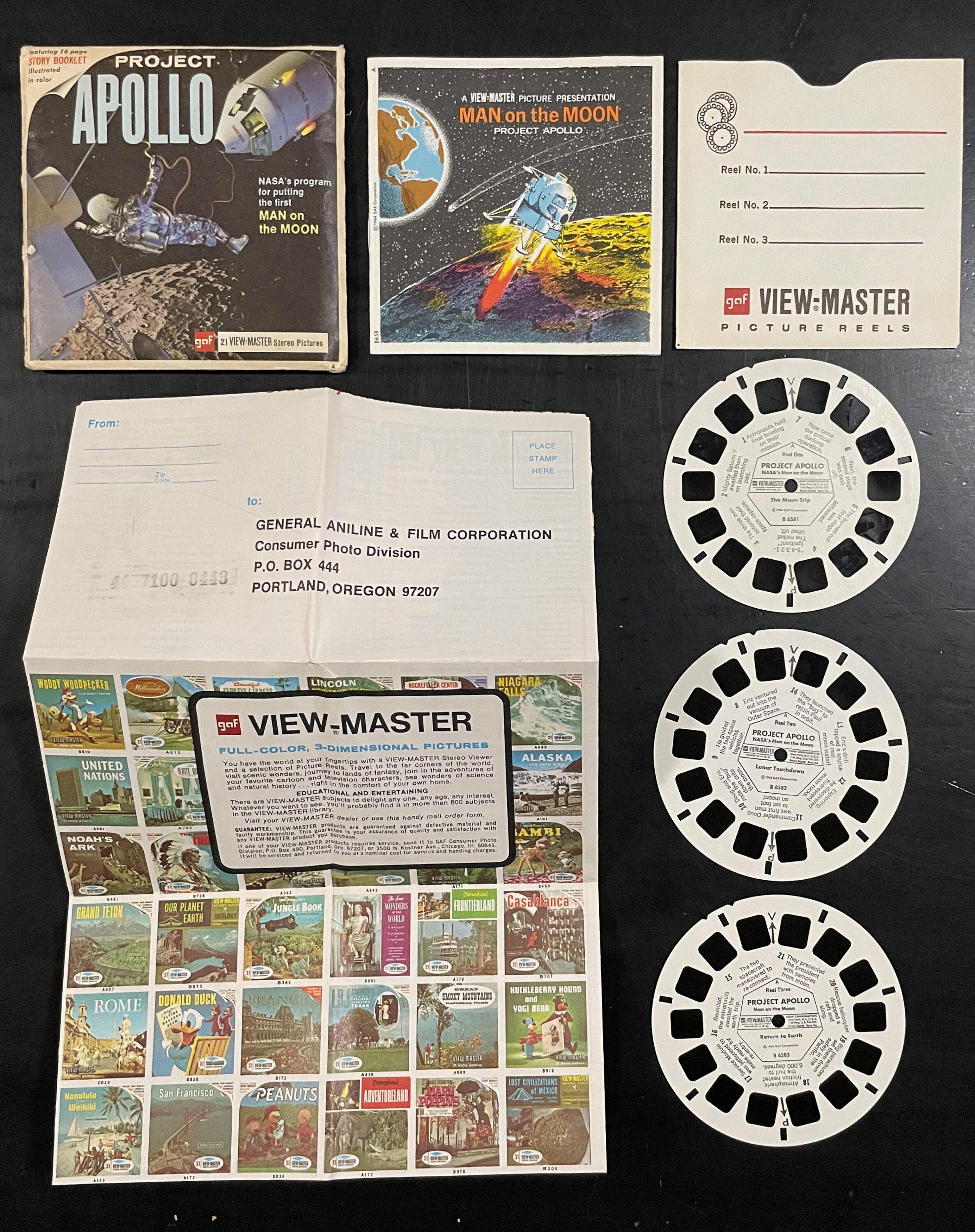 Project Apollo 21 View-master Stereo Pictures 3 Reels, Packet No. B 658,  Nasa's Program for Putting the First Man on the Moon, 1964 