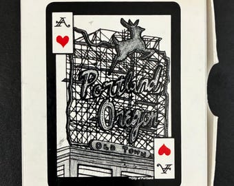Portland Oregon Landmarks 52 Illustrated Playing Cards By Aaron Voronoff Trotter, Designed Signed & Numbered by the Artist, #7