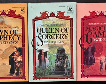 Belgariad Series, Books 1-3 by David Eddings, Pawn of Prophecy, Queen of Sorcery, Magician's Gambit, Del Rey Fantasy Vintage Paperbacks VG
