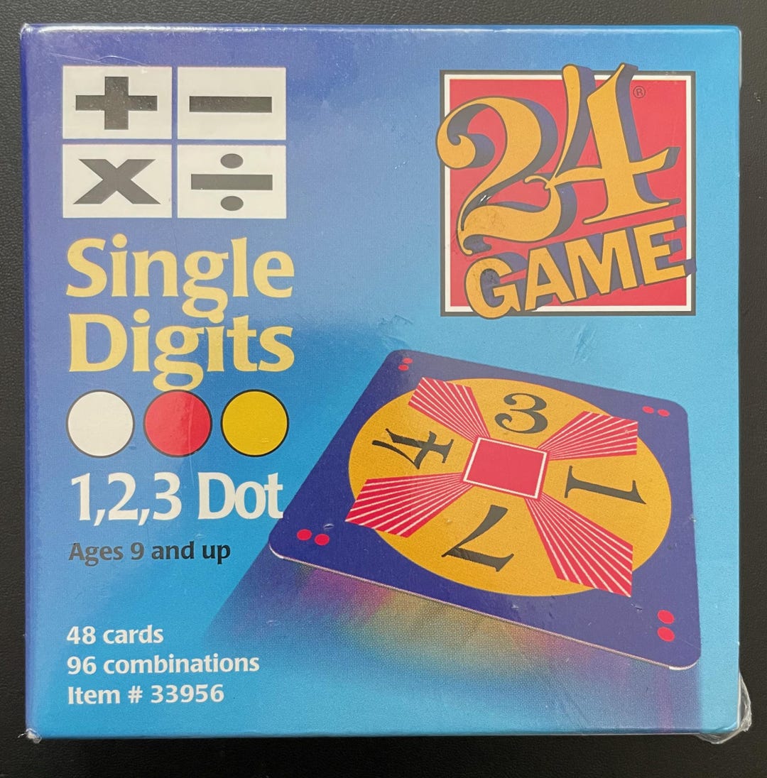24 Game: Single Digits 1,2,3 Dot 48 Card Deck Math Game by Sundex ...