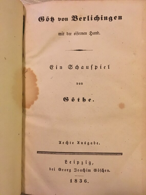 1836 Rare Collection Of Plays By Goethe Published By Georg Joachim Göschen Leather Spine Marbled Boards Gold Gilt Accents German - 
