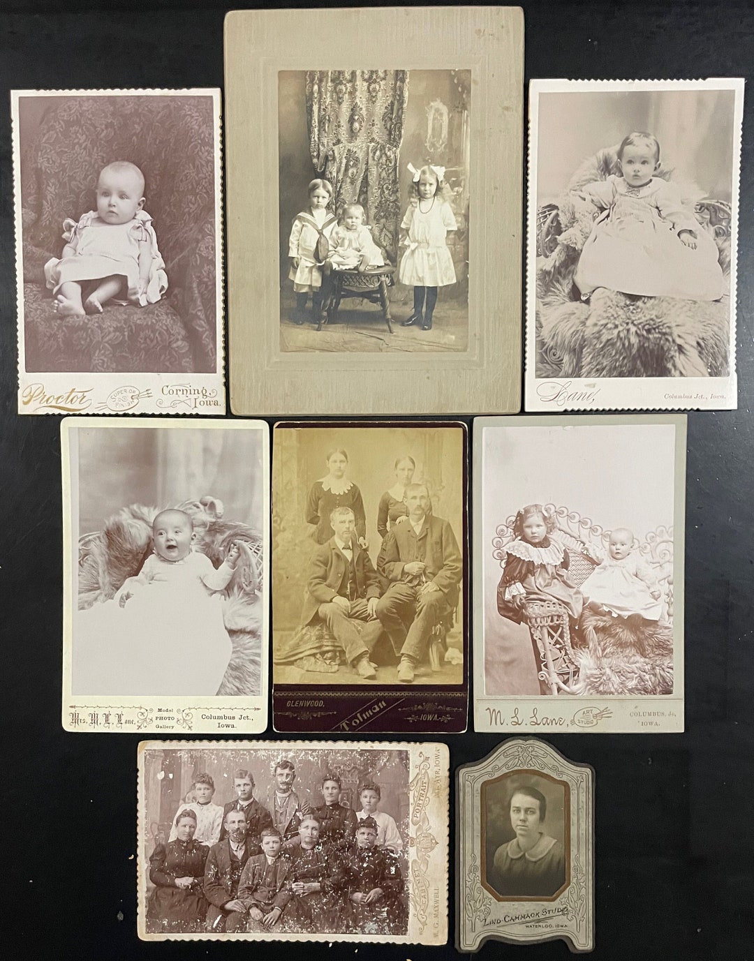 8 Antique Cards Lot Photos Photographs From Iowa IA Etsy