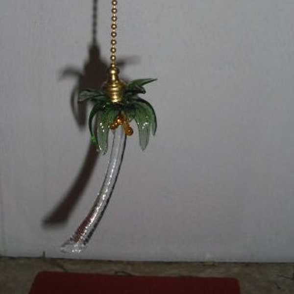 glass palm tree fan pull with sea gull