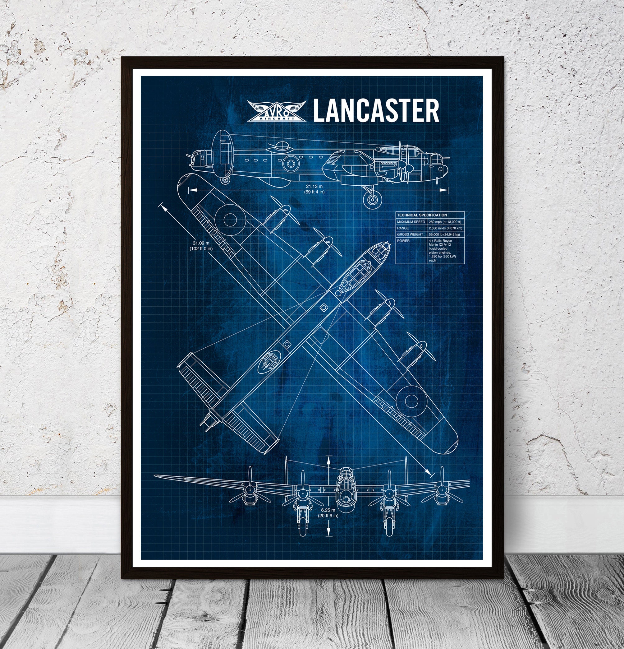 Blueprint Lancaster Bomber Avro Lancaster British WW2 Heavy Etsy UK