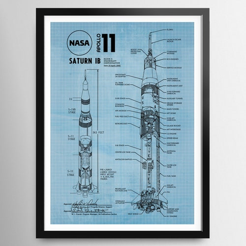 Blueprint Nasa Apollo 11 Saturn V 1B Digital Print Saturn - Etsy