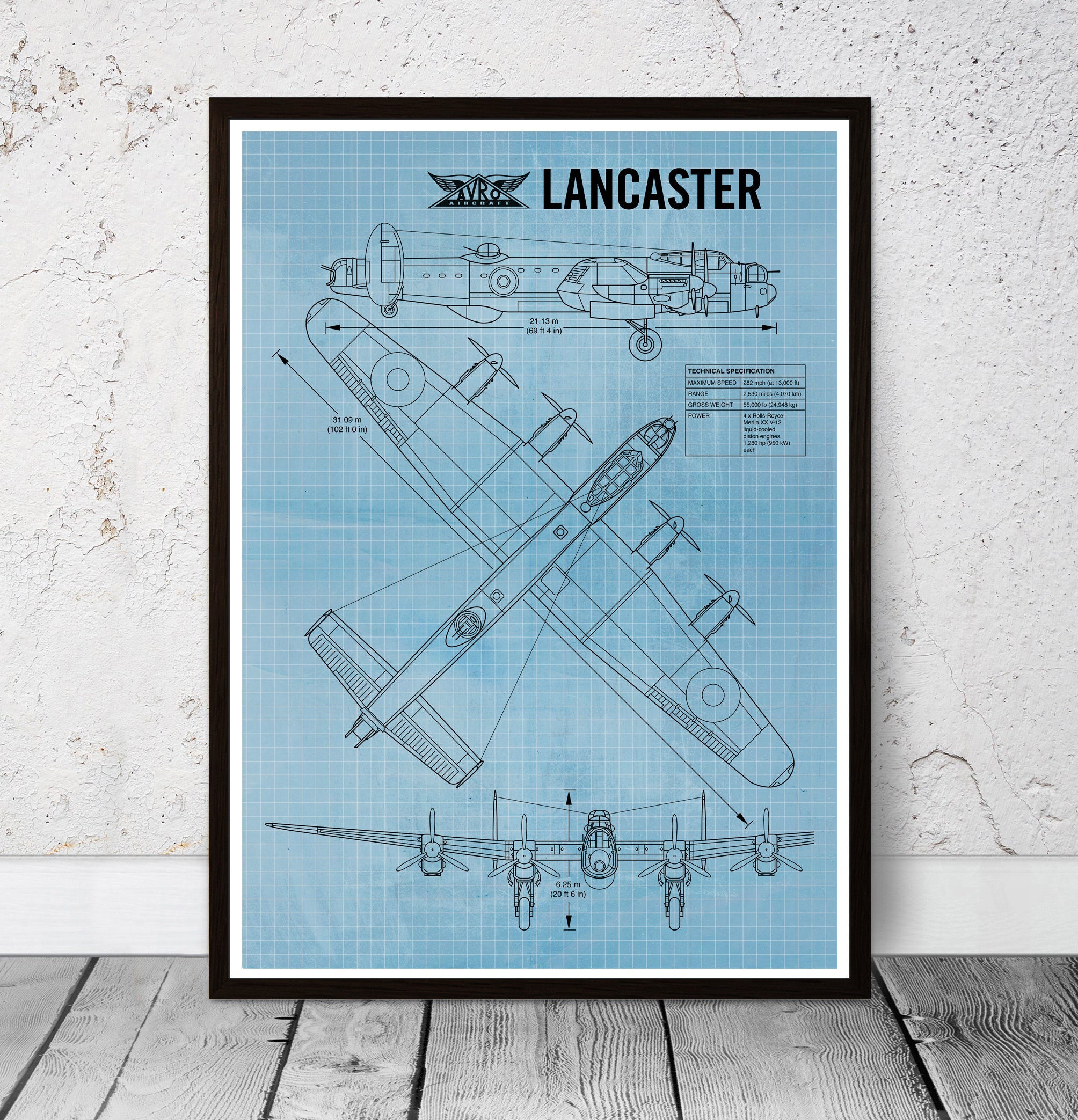 Blueprint Lancaster Bomber Avro Lancaster British WW2 Heavy Etsy UK