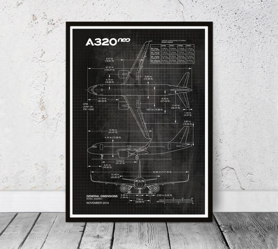 ノースウエスト航空　空港内掲示用B1ポスター　サイパン Blueprint Airbus A320 NEO Commercial Airplane. Dad's Birthday Gift