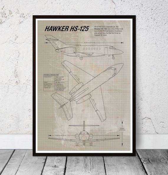 Blueprint Hawker Siddeley HS 125, 1977, Hawker 800 Business Jet