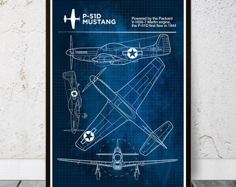 マスタングP-51D WW2アメリカ戦闘機の設計図。第二次世界大戦時