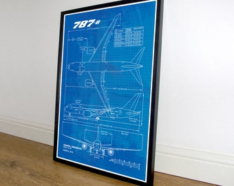 ボーイング787-8のブループリントポスター、B787。航空、飛行機
