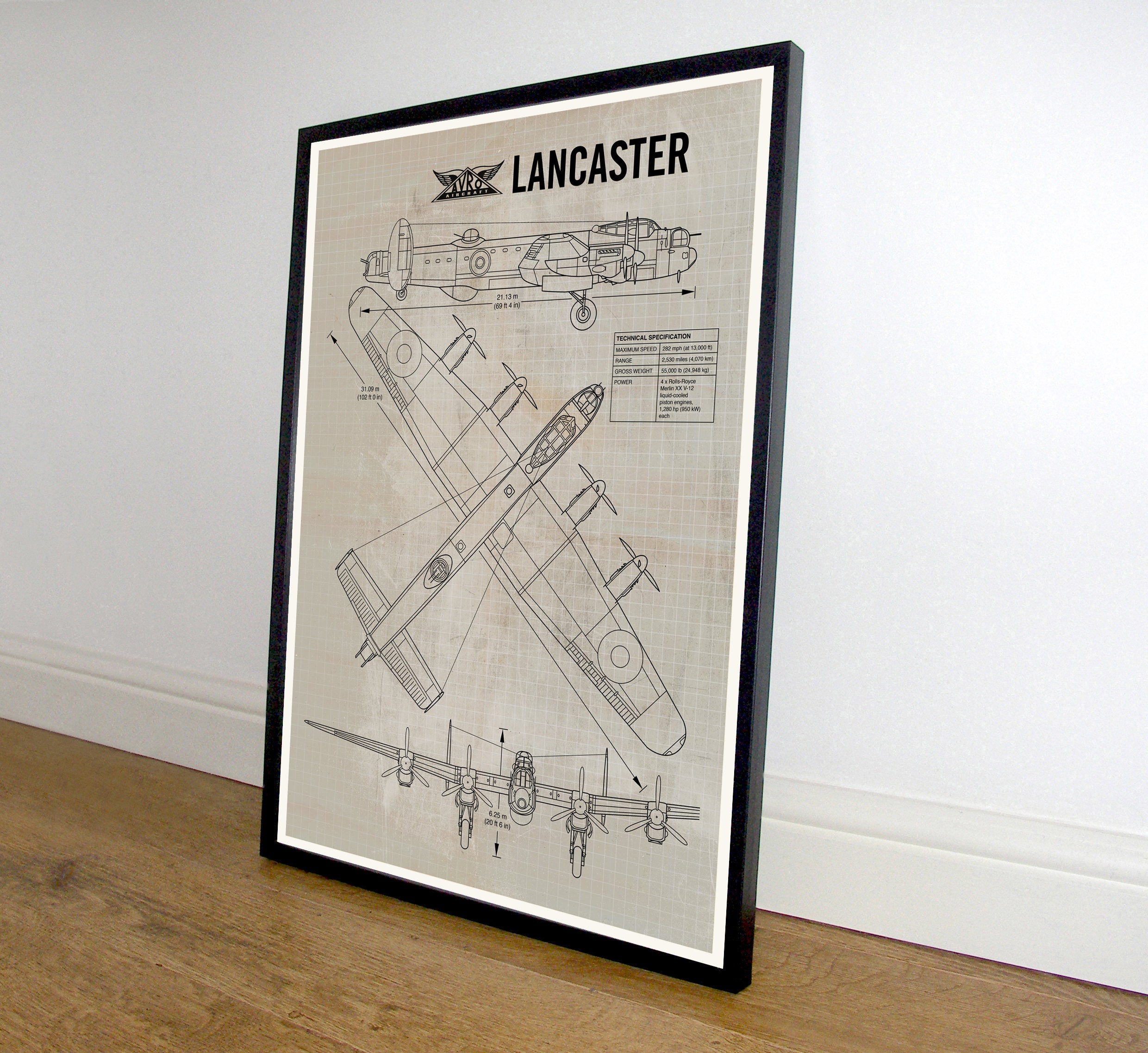 Blueprint Lancaster Bomber Avro Lancaster British WW2 Heavy Etsy UK
