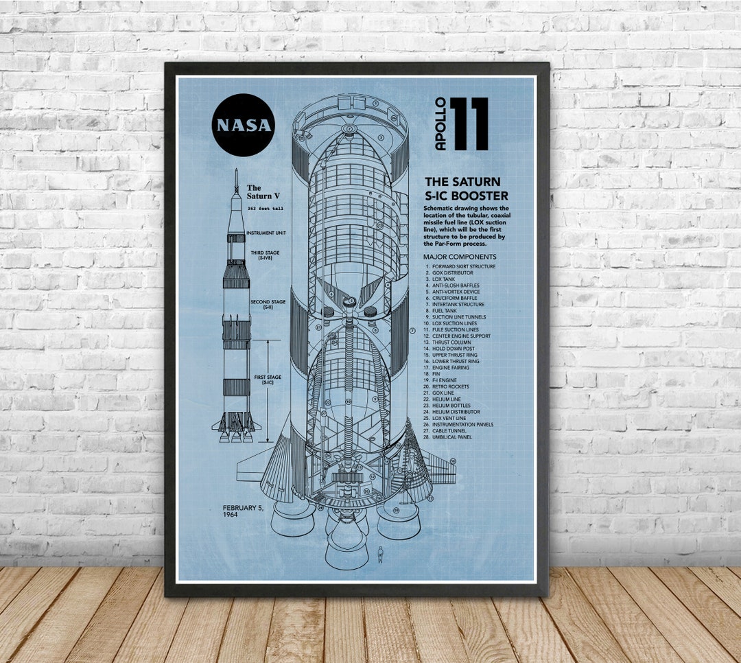 Blueprint NASA Apollo 11 Saturn V Blueprint, Digital Print of 1964 S-IC ...