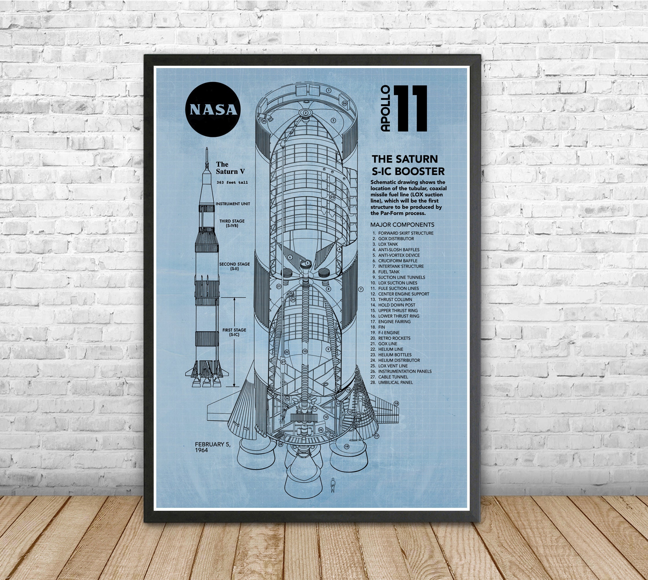 Blueprint NASA Apollo 11 Saturn V Blueprint, Digital Print of 1964