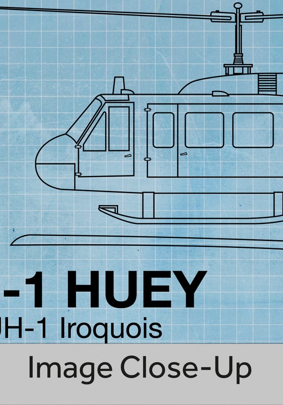 ヒューイヘリコプターの設計図ポスター、ベルUH-1イロコイ、汎用軍用