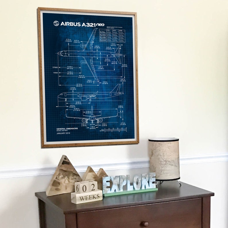 Blueprint Airbus A321 NEO commercial airplane. Dimensions. | Etsy