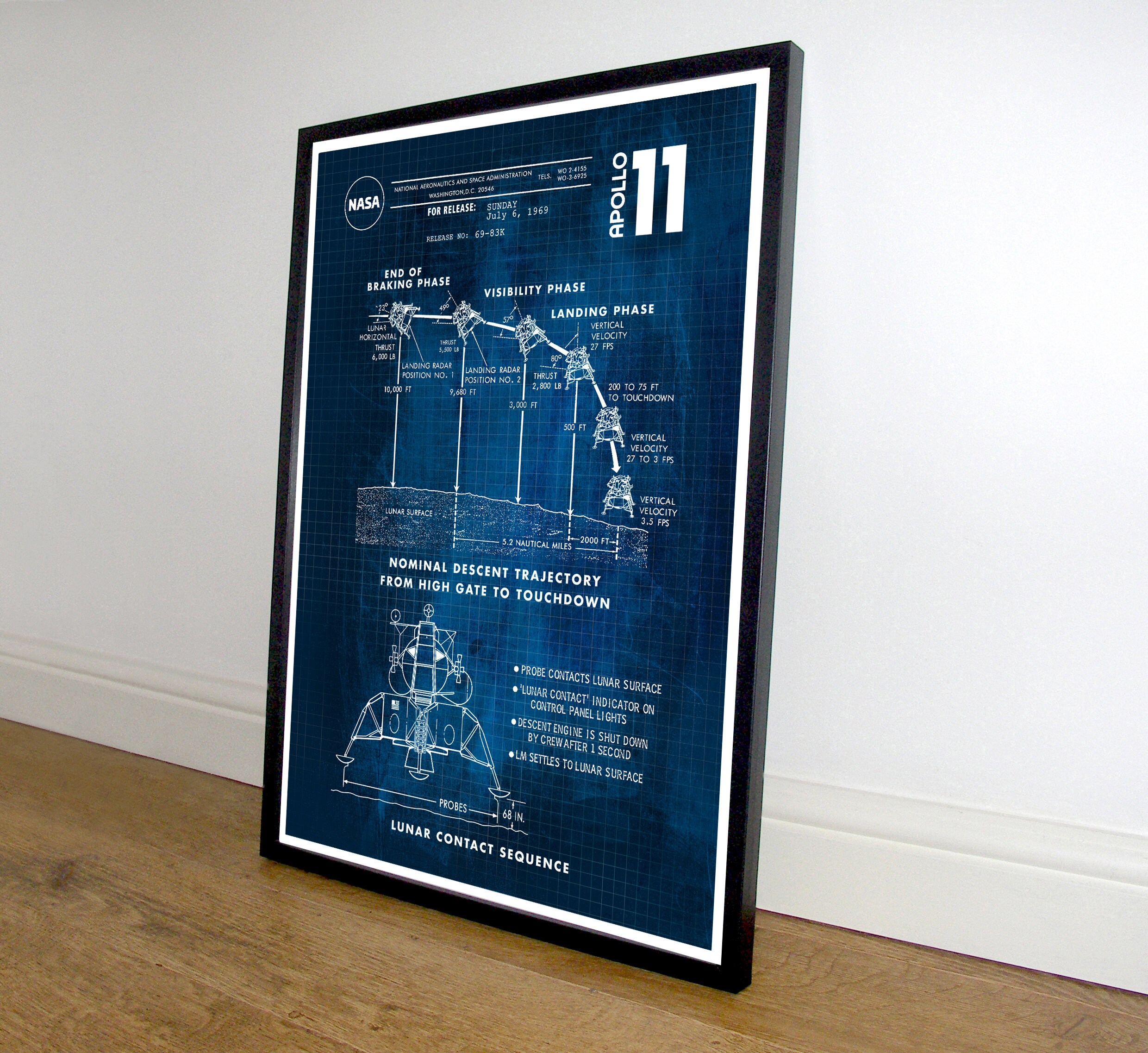 Blueprint Nasa Apollo 11 Lunar Module Blueprint, Digital Print 1969 ...