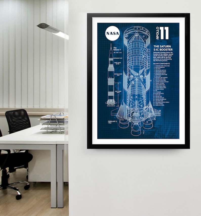 Blueprint NASA Apollo 11 Saturn V Blueprint, Digital Print of 1964 S-IC ...