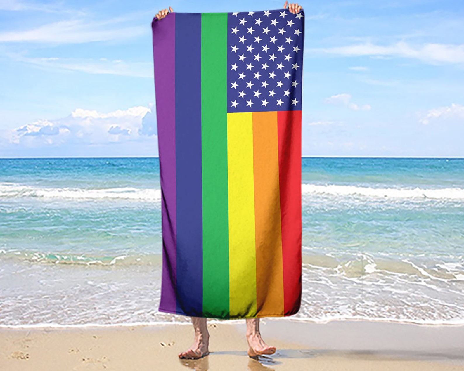 Rainbow Beach Towel/ 2018 LGBT Towel/ Born This Way Towel/ Etsy