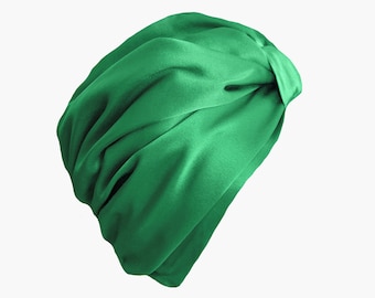 Pure Mulberry Silk Turban 19momme - Emerald