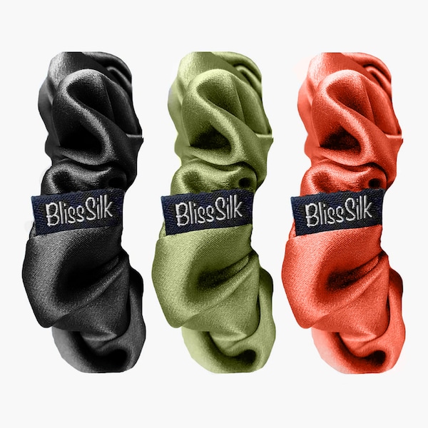 Pure Mulberry Silk Scrunchies - 3 Pack