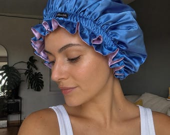 Reversible Mulberry Silk Bonnet, Double Layer Silk, Hair Protection, Anti-Frizz, Moisture Retention