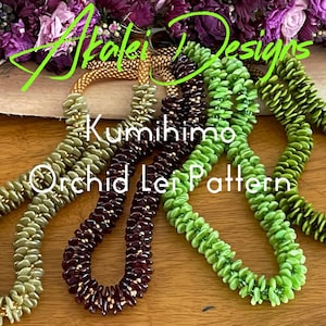 Instant Download Kumihimo Tutorial Pattern -  "Glass Beaded Orchid Lei" -   Hawaiian Style (Marudai or Disk)