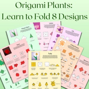Origami Plant Collection | 8 Step by Step Printable Guides | Instant Digital Download | PDF Paper Craft Instructions | Origami Flower DIY