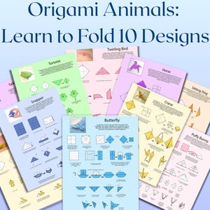 Collezione di animali origami / 10 guide passo passo stampabili / Download digitale immediato / Istruzioni per lavoretti in carta in PDF
