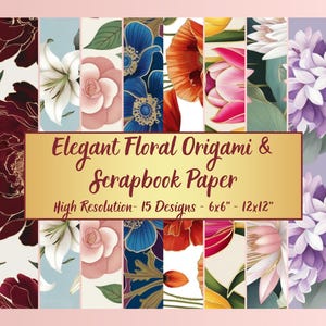Floral Origami Paper: Elegant Scrapbook Paper Pack (Digital Download)