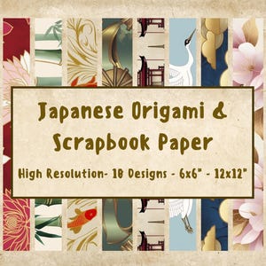10 motifs japonais - emballage multiple de papier pour origami et scrapbooking | 6 x 6 | 12 x 12 | Téléchargement numérique | Créations artisanales en papier chiyogami | Motifs Yuzen Washi