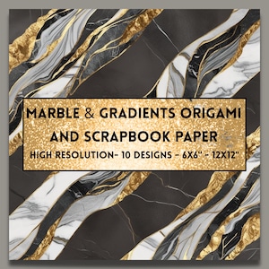 10 Marble & Gradient Patterns - Origami and Scrapbook Paper Multipack | 6x6 | 12x12 | Digital Download | Chiyogami Paper | Yuzen Washi