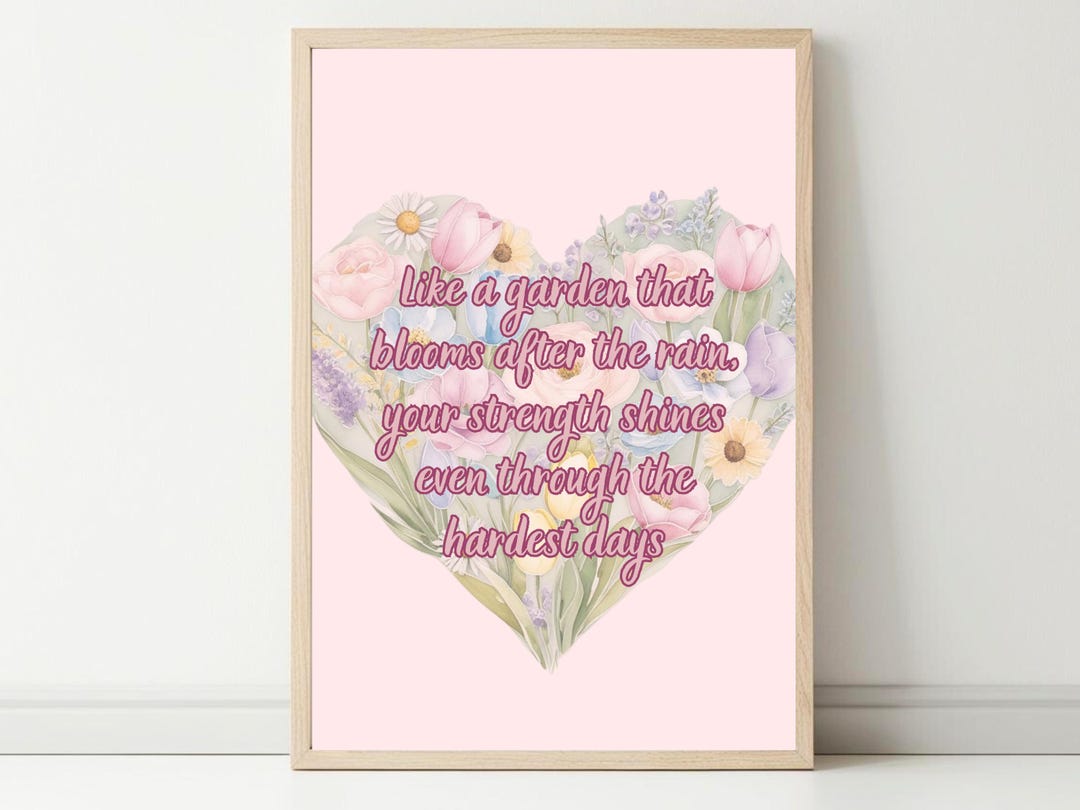 Floral Heart Inspirational Quote Print: Pastel Watercolor Wall Decor ...