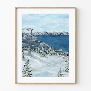 Heavenly Ski Resort -- Fine Art Print, Stretched Canvas Print, Lake Tahoe Print, Mountain Painting, California Winter Landscape, Travel Art
