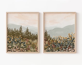Mountain Wall Art Set of 2, Appalachian Sunrise Diptych Print