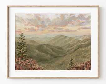 Shining Rock -- Fine Art Print, Stretched Canvas Print, North Carolina, Mountain Painting, Blue Ridge, Landscape, Art Decor, Gift Idea