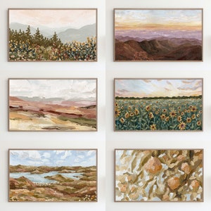 Berg- en bloemsierkunst voor ingelijste tv (digitale download)