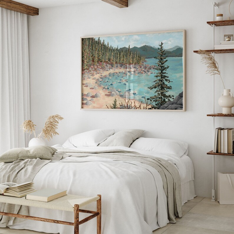 シークレット・コーブ・ファインアートプリント – タホ湖の風景、山の絵画 画像 3