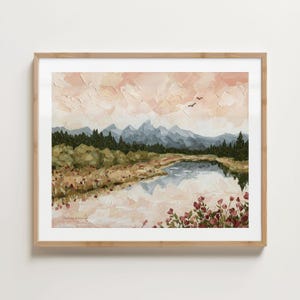 Teton Reflection -- Fine Art Print, Stretched Canvas, National Park, Grand Tetons, Mountain Painting, Flower Painting, Landscape, Art Decor
