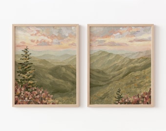 Set of 2 Prints -- Pick Your Print | Fine Art Print | Stretched Canvas | Diptych | Mountain Painting | Flower Painting | Beach Print